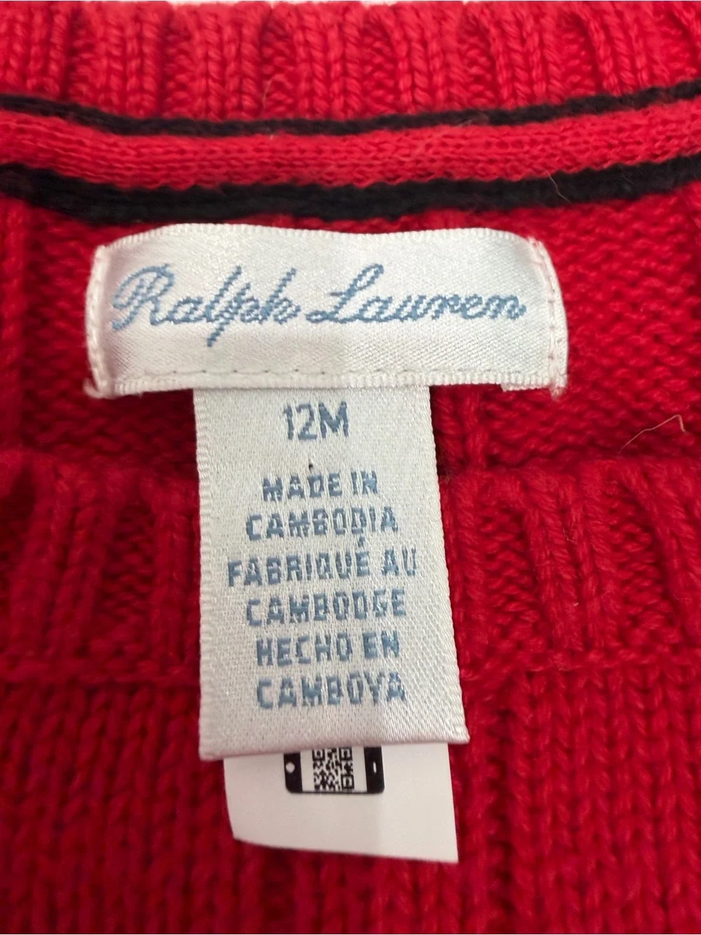 Ralph Lauren Baby Cotton Cable-Knit Sweater Red 12 Month